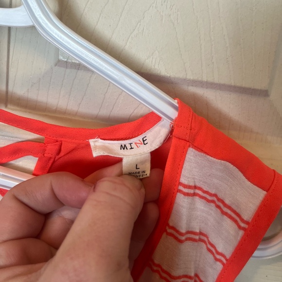 Anthropologie mine neon pink striped tank top blouse sheer back large - Picture 3 of 5